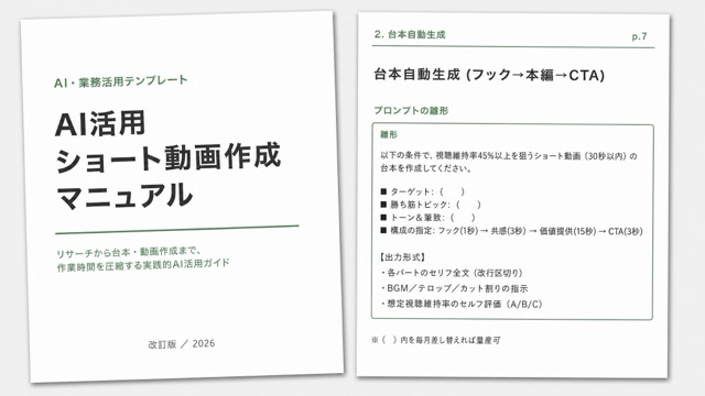 実際に100万再生を量産した AI活用ショート動画作成マニュアル